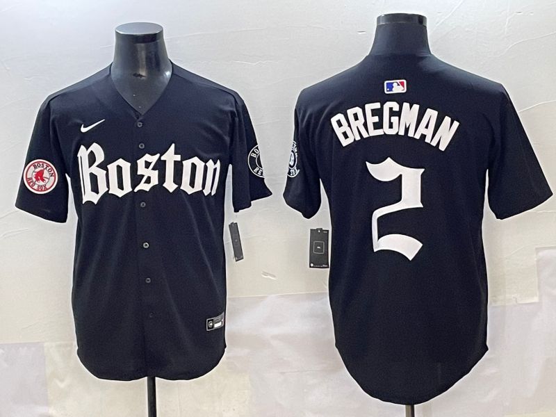 Men 2025 Boston Red Sox 2 Bregman Black Five generations Joint Name Nike MLB Jersey style 19